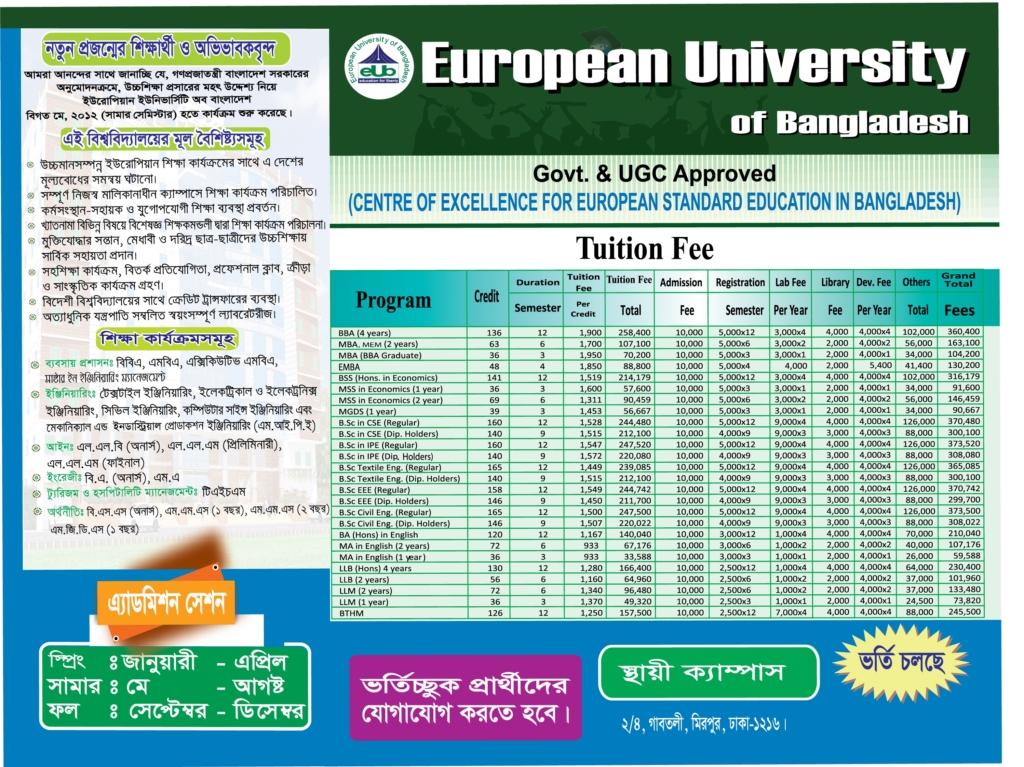 European - EUROPEAN UNIVERSITY OF BANGLADESH